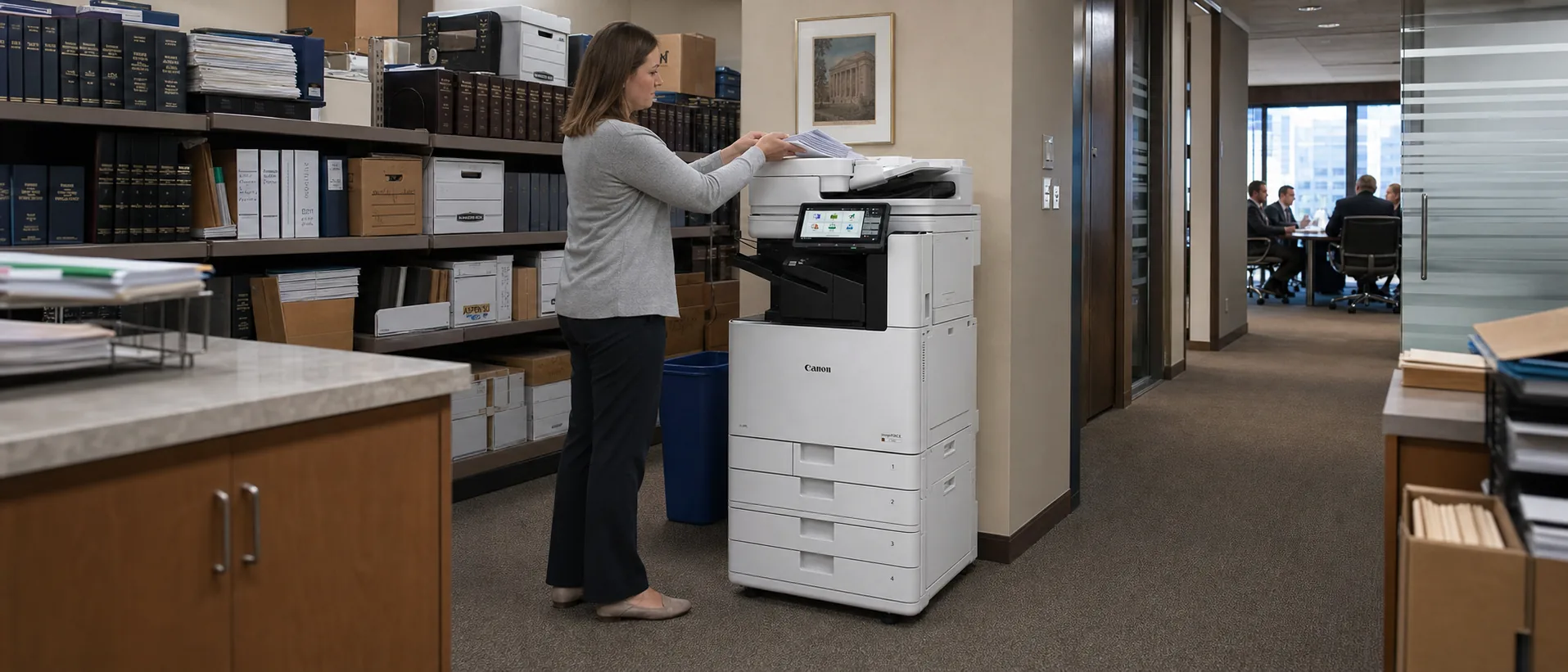 Canon commercial office copier in a working business